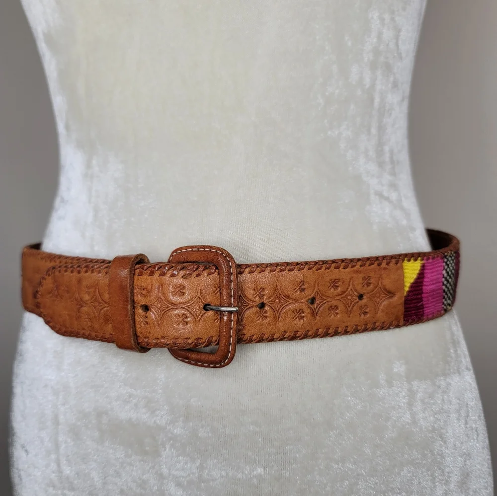 VTG 80s Guatemalan Tooled Leather Belt